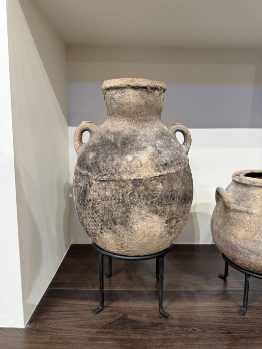 Large Moroccan Clay Vessel on Riser