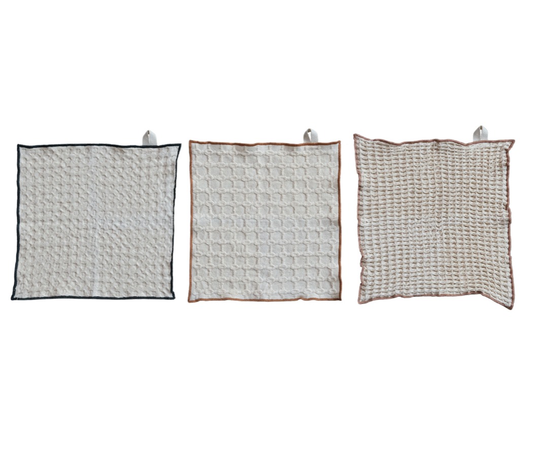 Colored Edge Cotton Waffle Weave Dish Cloths