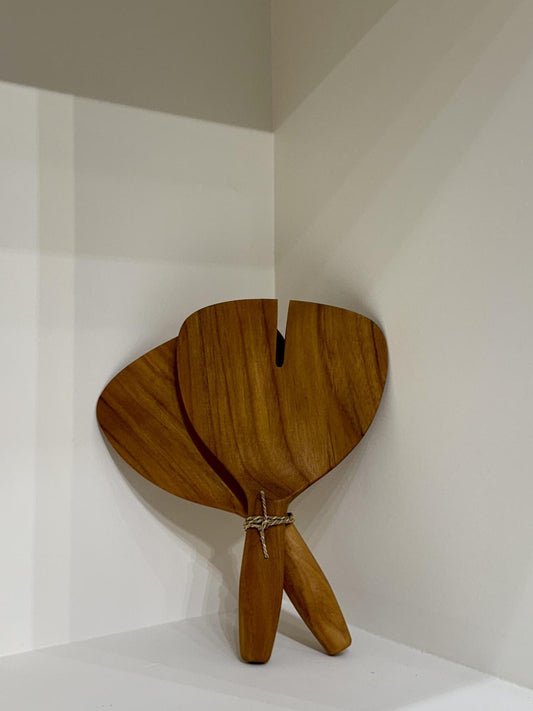 Teak Wide Salad Servers