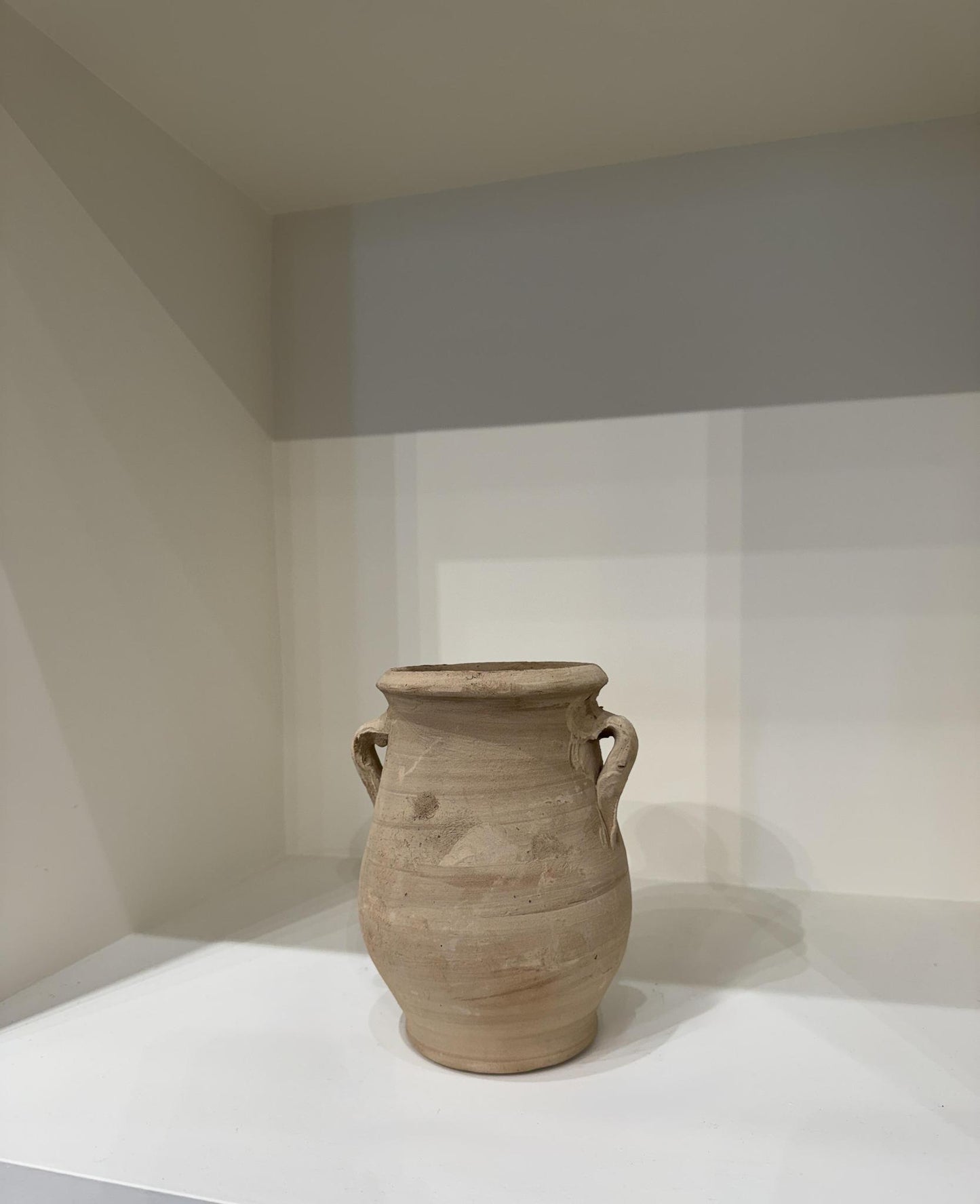 Small Ivory Clay Vessel With Handles