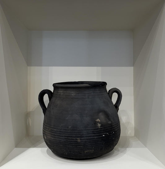 Black Clay Vessel With Handles