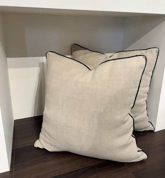 Contrast Natural Linen Pillow 24"