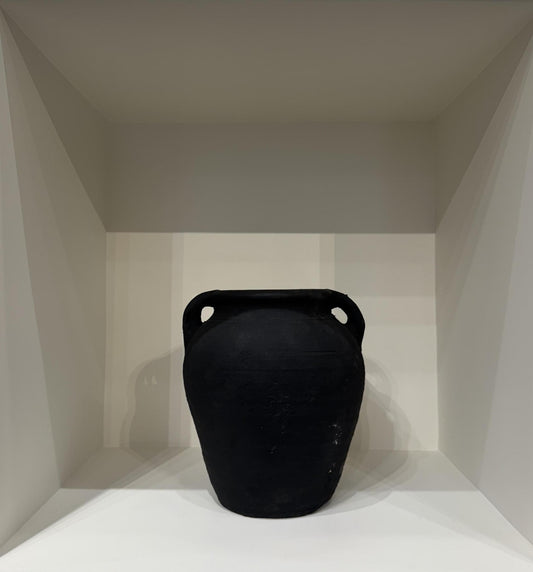 Black Clay Vessel With Handles