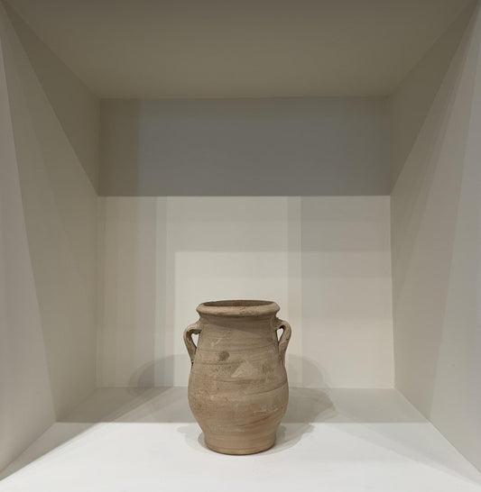 Small Ivory Clay Vessel With Handles
