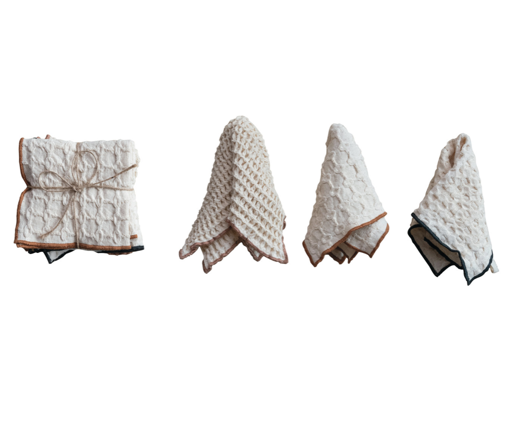 Colored Edge Cotton Waffle Weave Dish Cloths