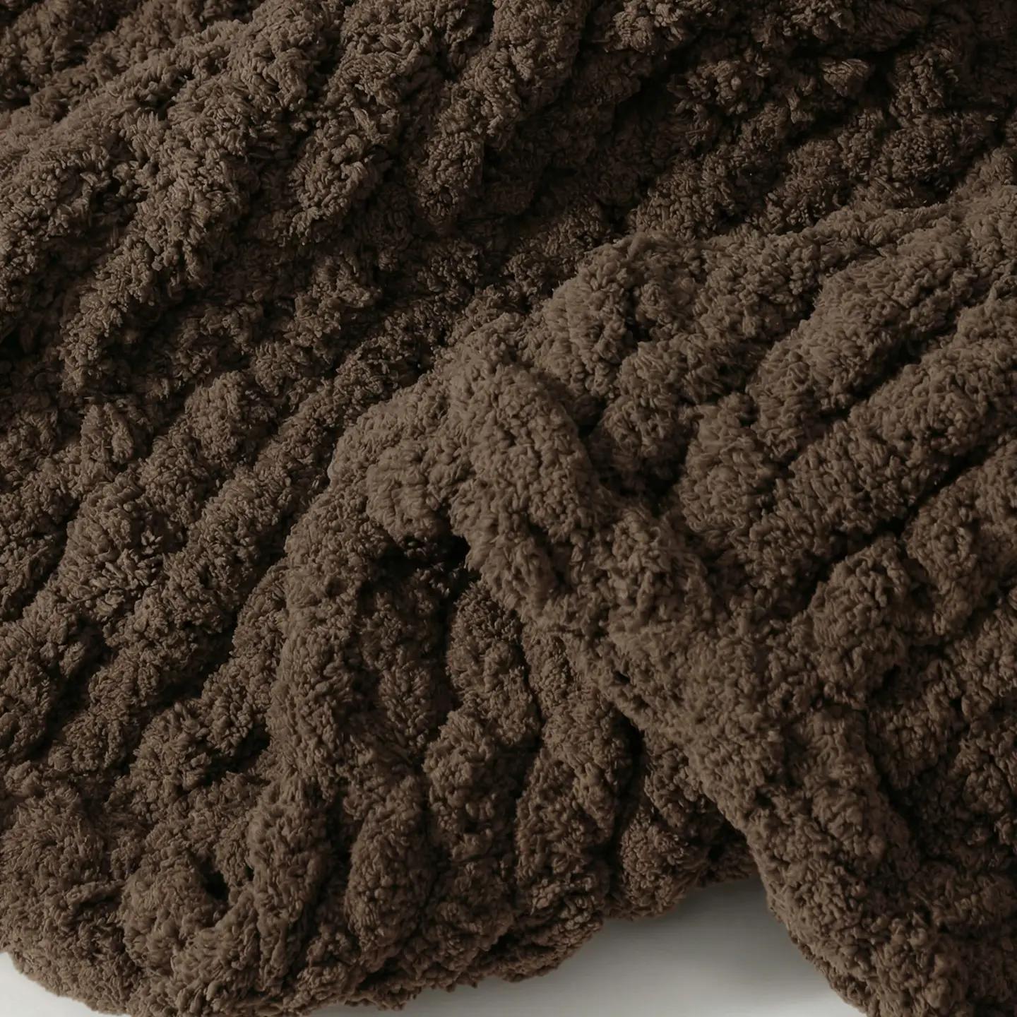 Chocolate Snug Chunky Knit Throw Blanket