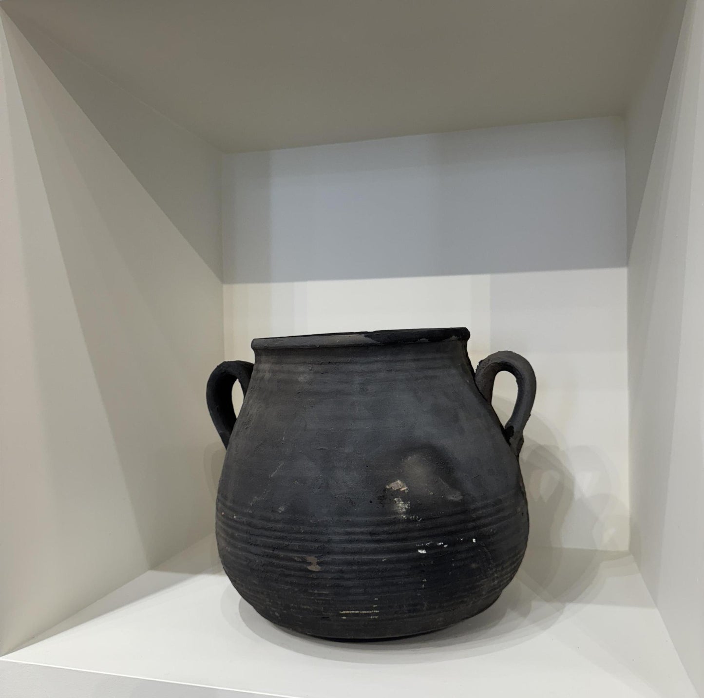 Black Clay Vessel With Handles