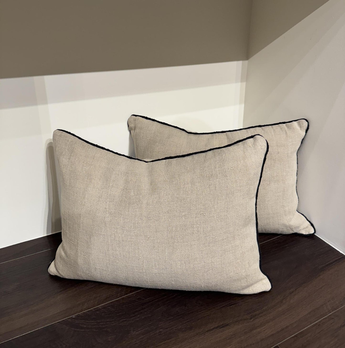 Contrast Natural Linen Pillow 14" x 20"