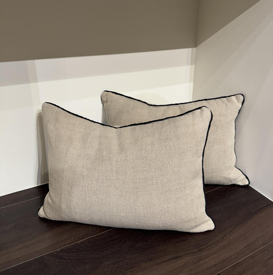 Contrast Natural Linen Pillow 14" x 20"