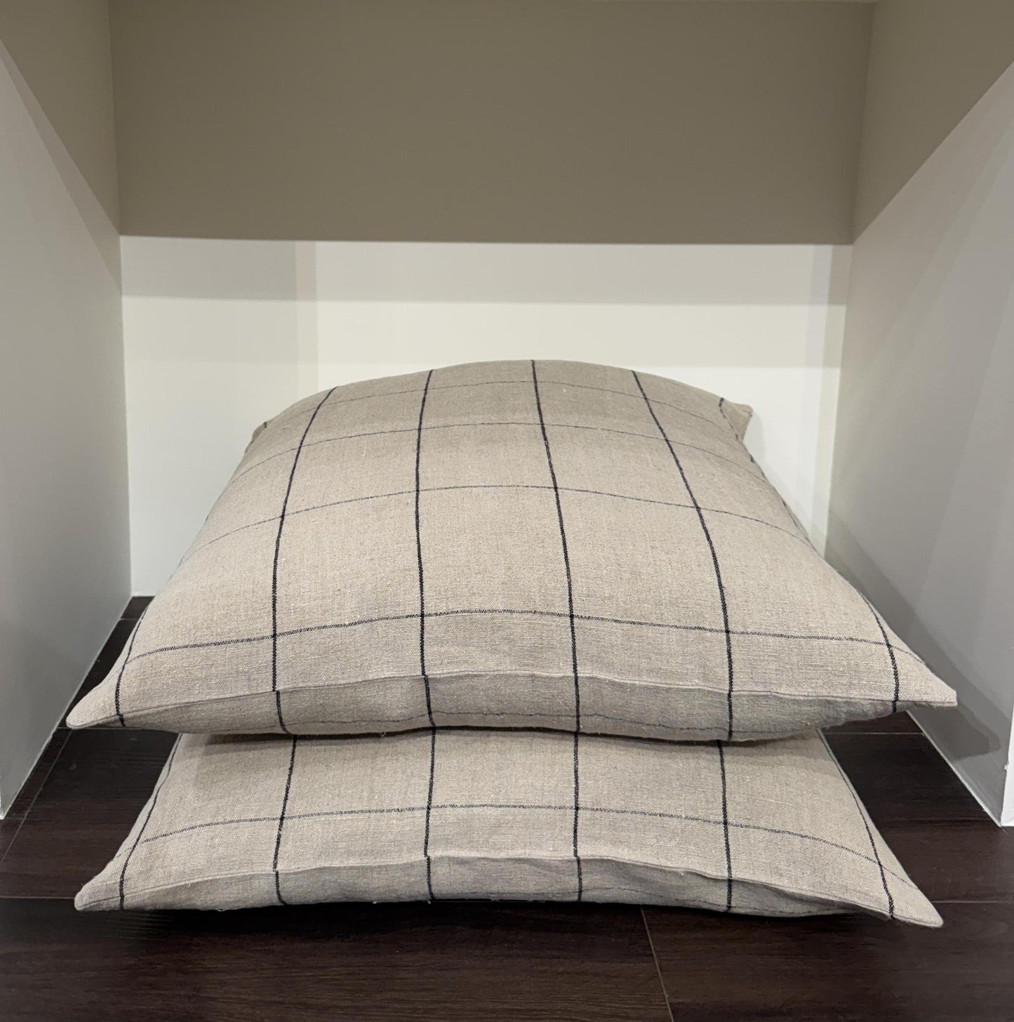 Grid Natural Linen Pillow 24"
