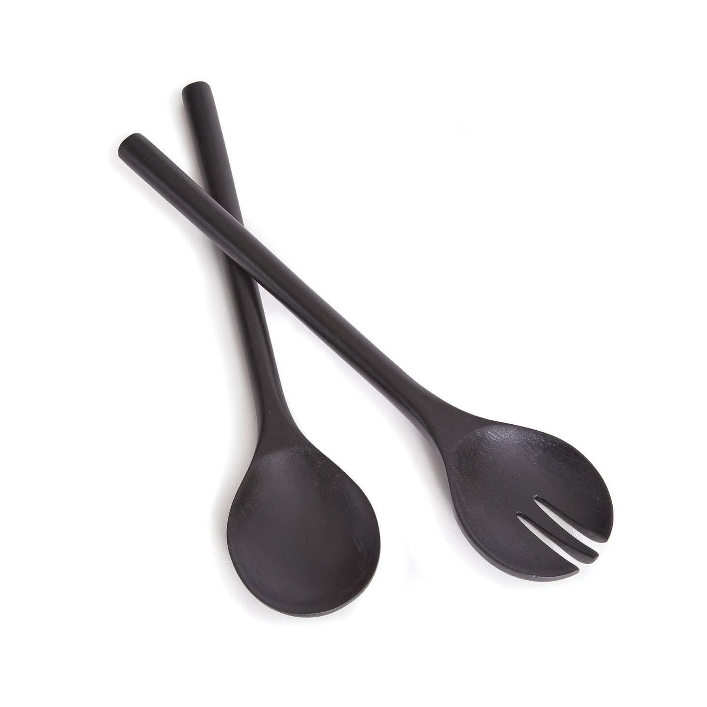 Black Mango Wood Salad Servers