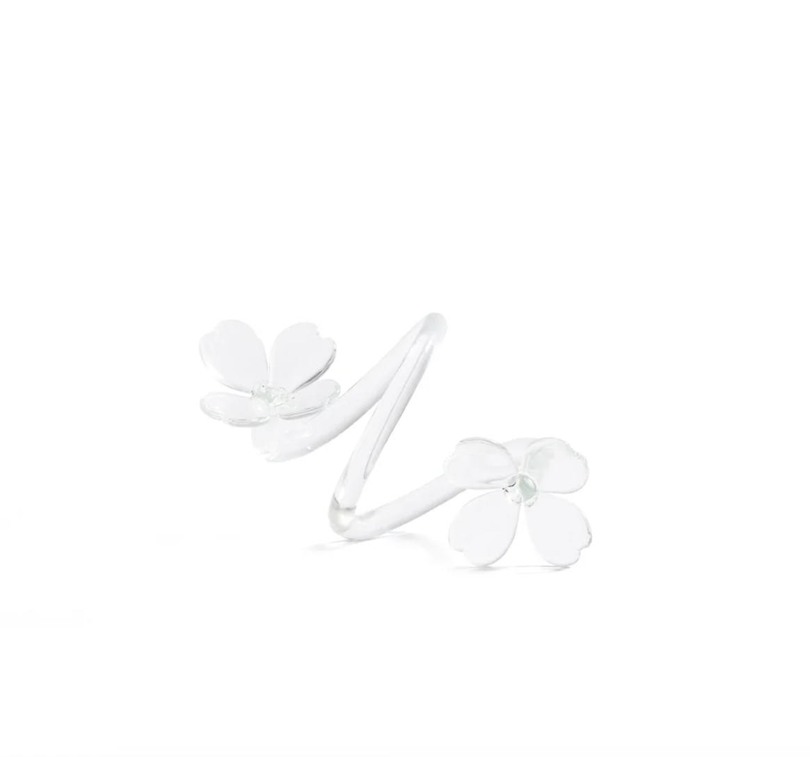 Glass Flower Napkin Ring Set - Clear