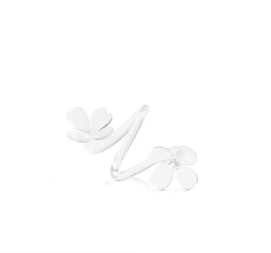 Glass Flower Napkin Ring Set - Clear