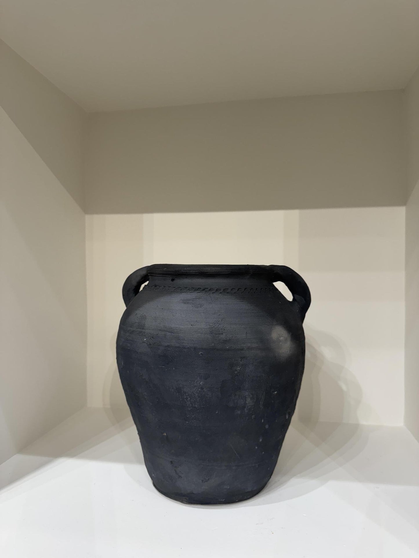 Black Clay Vessel With Handles