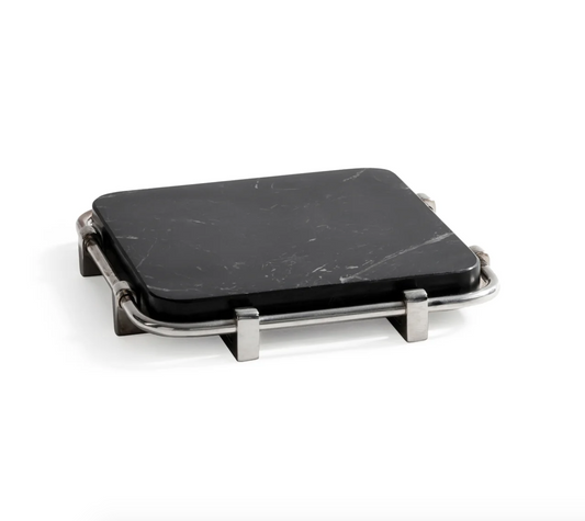 Marble & Steel Serving Tray