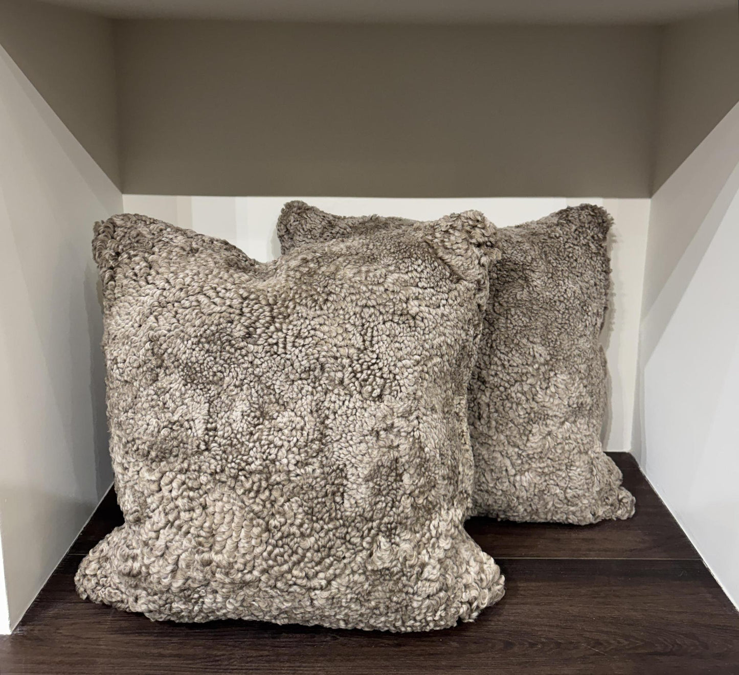 Taupe Shearling Pillow 20" x 20"