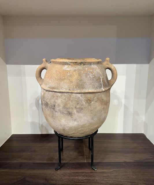 Large Moroccan Clay Vessel on Riser