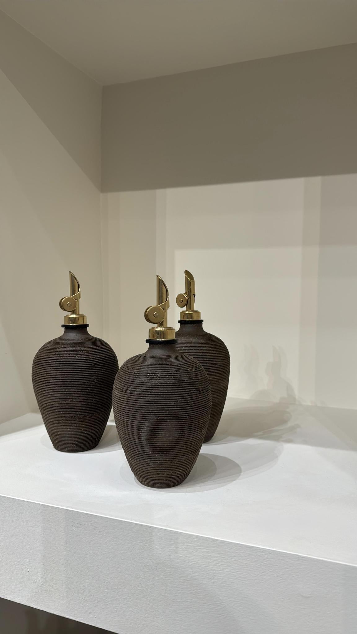 Natural Brown Ceramic Oil Bottle
