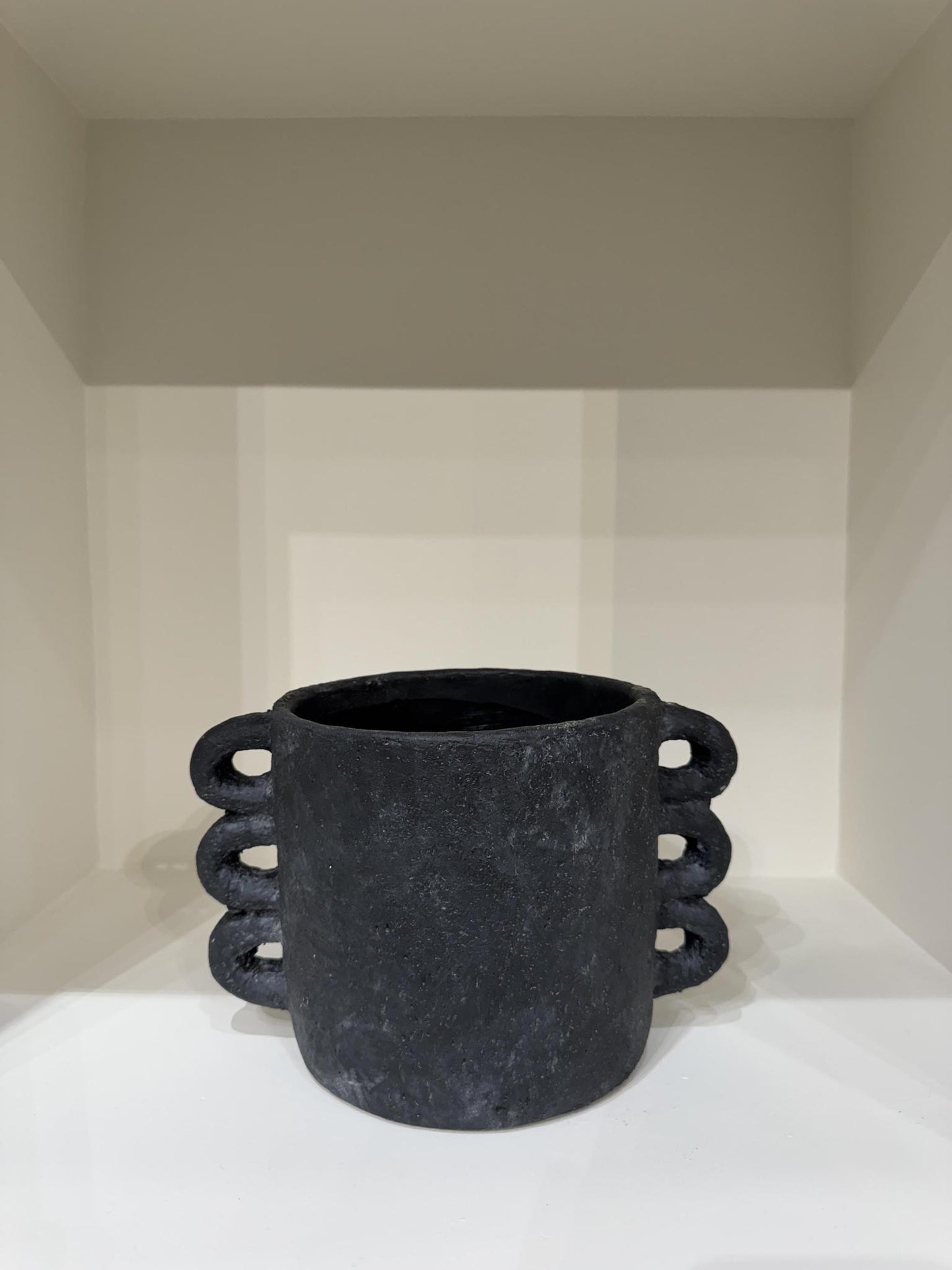 Black Clay Vessel With Handles