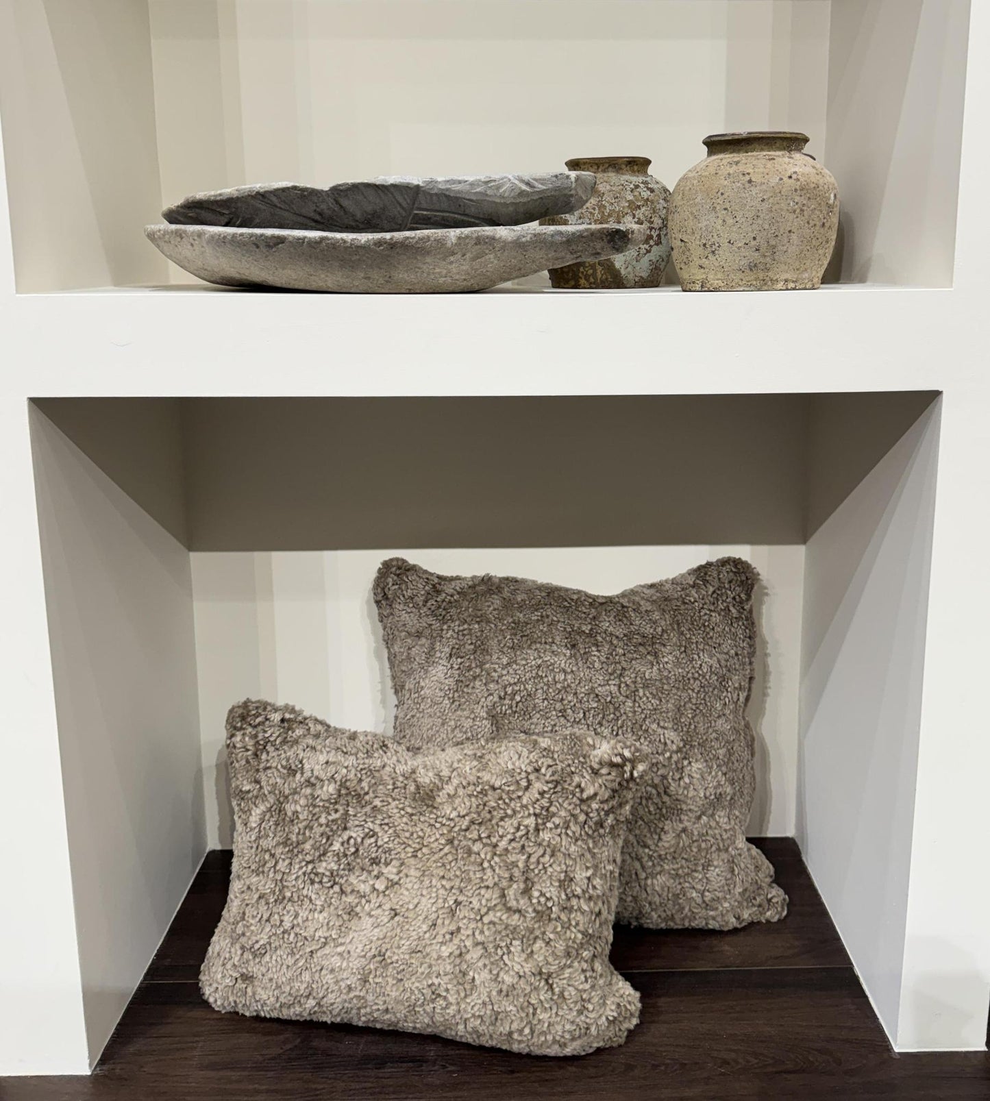 Taupe Shearling Pillow 14" x 20"