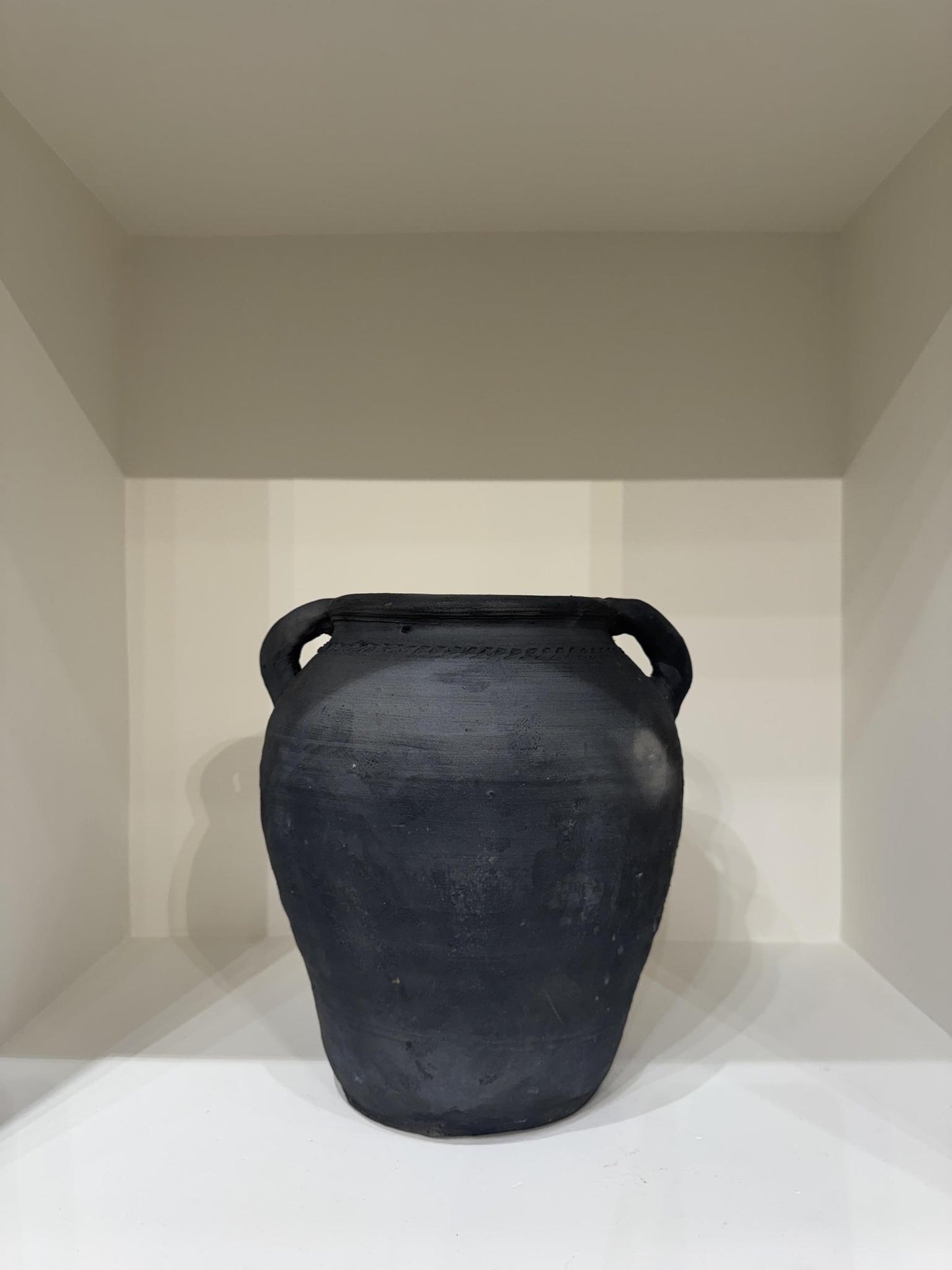 Black Clay Vessel With Handles