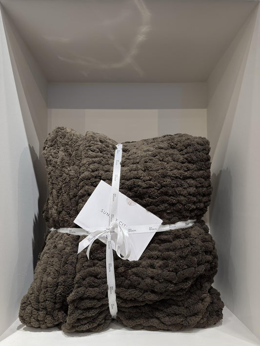 Chocolate Snug Chunky Knit Throw Blanket
